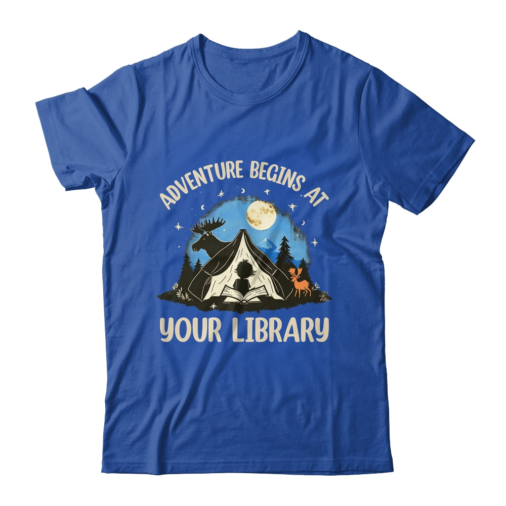 Summer Reading Program 2024 Adventure Begins Library Camping Shirt & Tank Top | siriusteestore