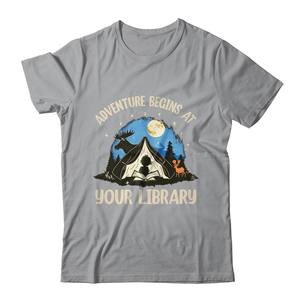 Summer Reading Program 2024 Adventure Begins Library Camping Shirt & Tank Top | siriusteestore