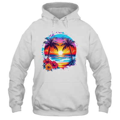 Summer Vacation Beach Palm Trees Hibiscus Flowers Sunset Shirt & Tank Top | siriusteestore