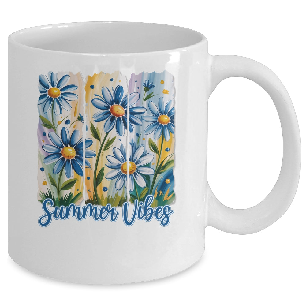 Summer Vibes Blue Floral Summer Women Wildflower Graphic Mug | siriusteestore