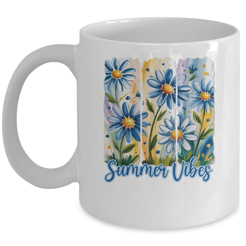 Summer Vibes Blue Floral Summer Women Wildflower Graphic Mug | siriusteestore