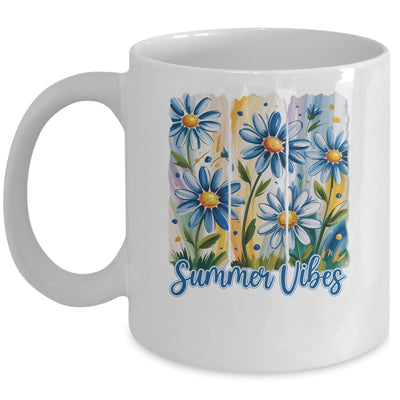 Summer Vibes Blue Floral Summer Women Wildflower Graphic Mug | siriusteestore
