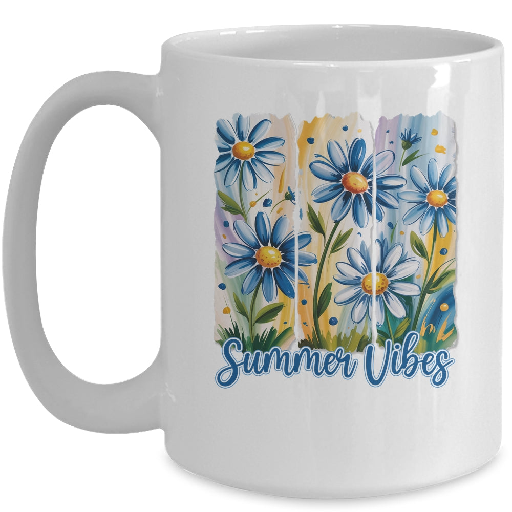 Summer Vibes Blue Floral Summer Women Wildflower Graphic Mug | siriusteestore