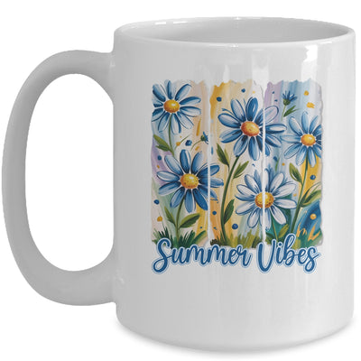 Summer Vibes Blue Floral Summer Women Wildflower Graphic Mug | siriusteestore