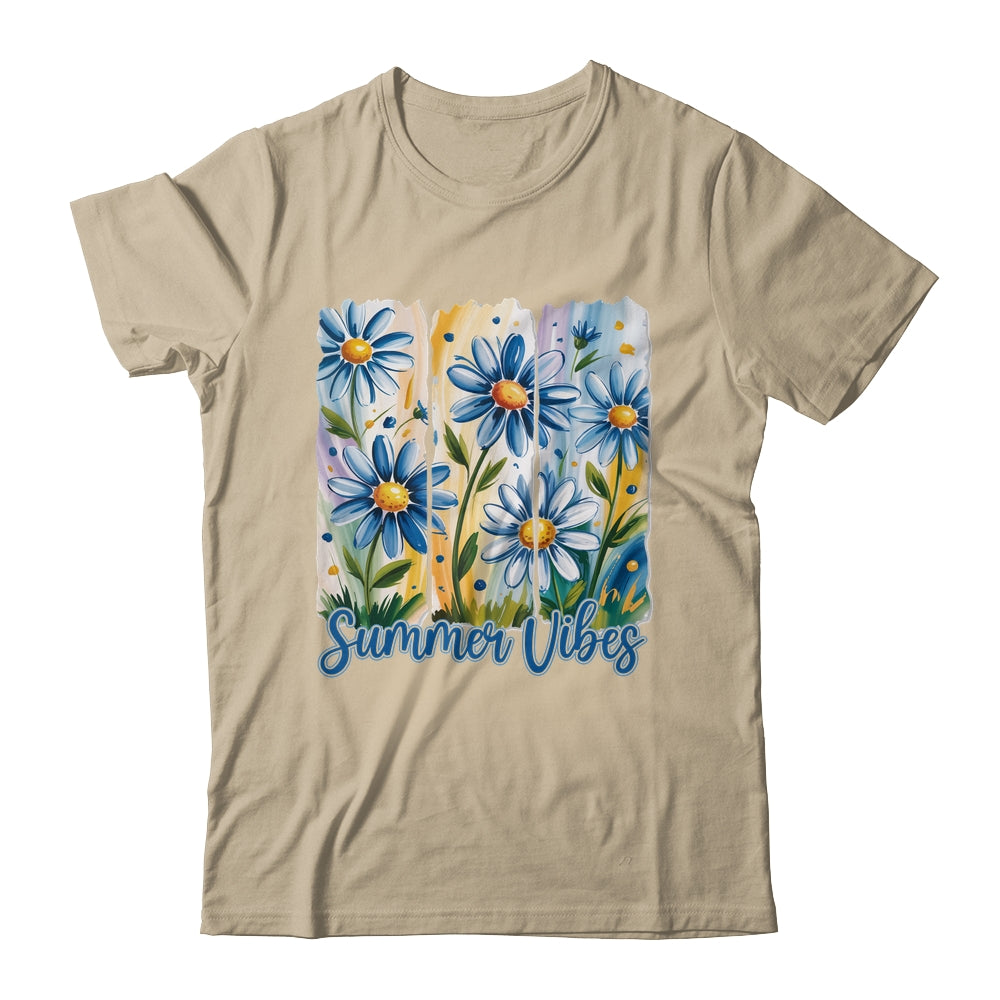 Summer Vibes Blue Floral Summer Women Wildflower Graphic Shirt & Tank Top | siriusteestore