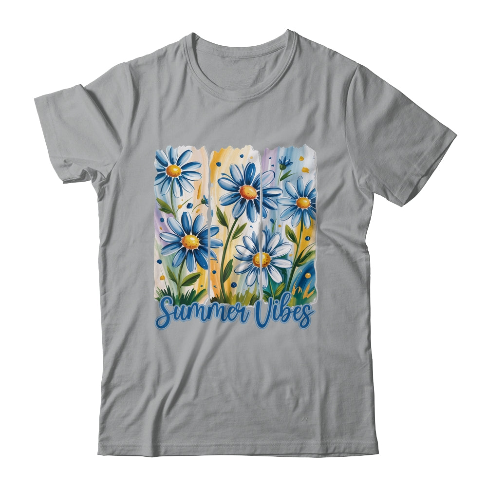 Summer Vibes Blue Floral Summer Women Wildflower Graphic Shirt & Tank Top | siriusteestore