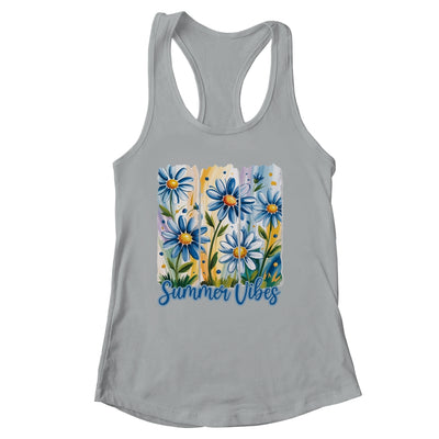 Summer Vibes Blue Floral Summer Women Wildflower Graphic Shirt & Tank Top | siriusteestore