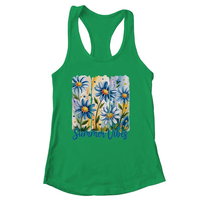 Summer Vibes Blue Floral Summer Women Wildflower Graphic Shirt & Tank Top | siriusteestore