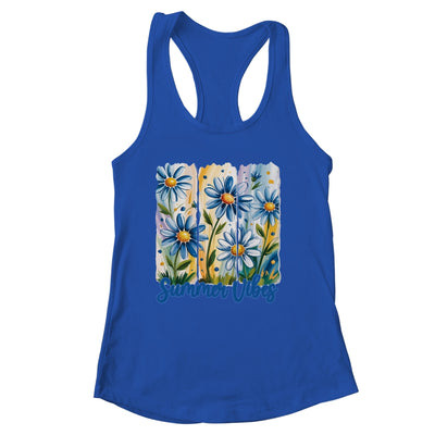 Summer Vibes Blue Floral Summer Women Wildflower Graphic Shirt & Tank Top | siriusteestore