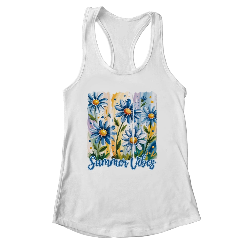 Summer Vibes Blue Floral Summer Women Wildflower Graphic Shirt & Tank Top | siriusteestore
