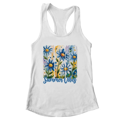 Summer Vibes Blue Floral Summer Women Wildflower Graphic Shirt & Tank Top | siriusteestore