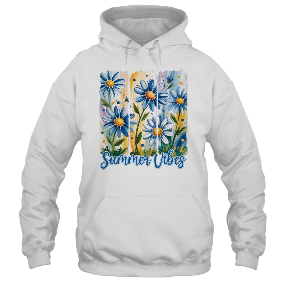 Summer Vibes Blue Floral Summer Women Wildflower Graphic Shirt & Tank Top | siriusteestore