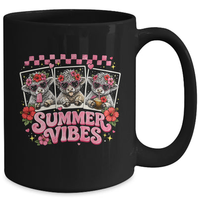 Summer Vibes Highland Cow Funny Beach Vacation Women Girls Mug | siriusteestore