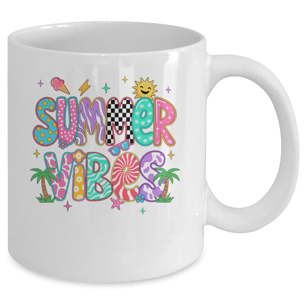 Summer Vibes Retro Hello Summer Vacation Women Girls Boys Mug | siriusteestore