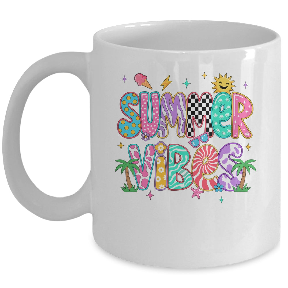 Summer Vibes Retro Hello Summer Vacation Women Girls Boys Mug | siriusteestore