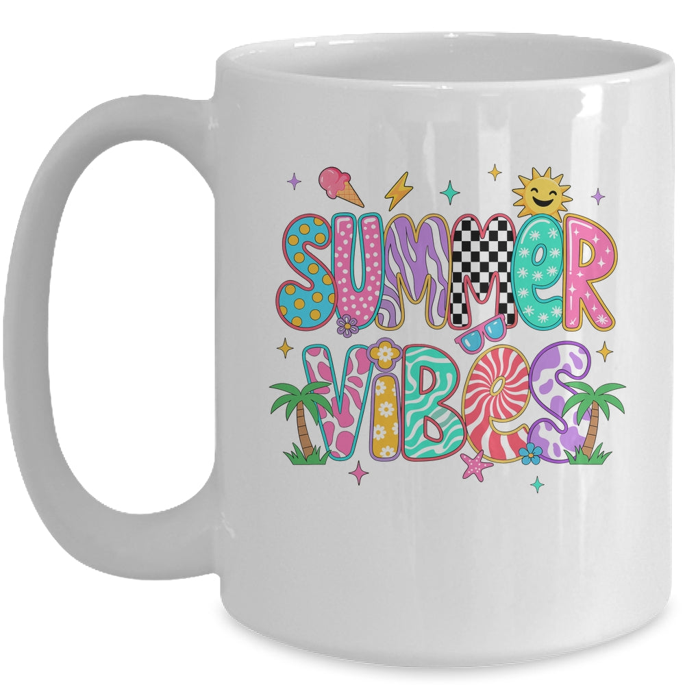 Summer Vibes Retro Hello Summer Vacation Women Girls Boys Mug | siriusteestore