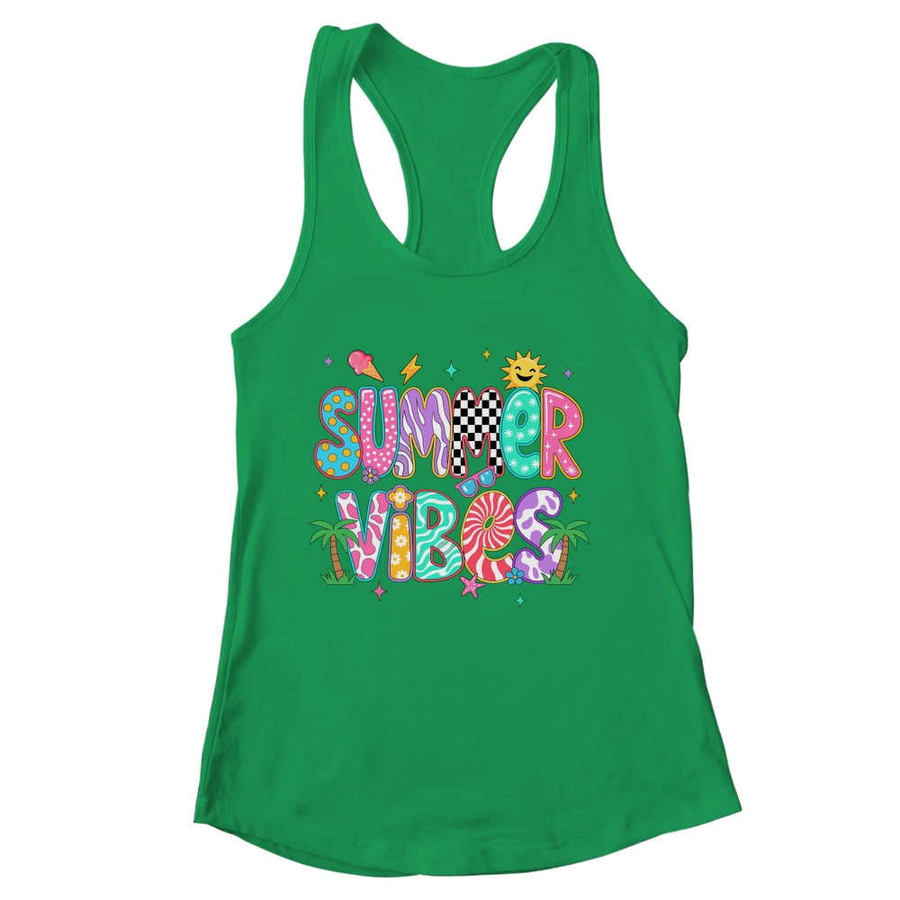 Summer Vibes Retro Hello Summer Vacation Women Girls Boys Shirt & Tank Top | siriusteestore
