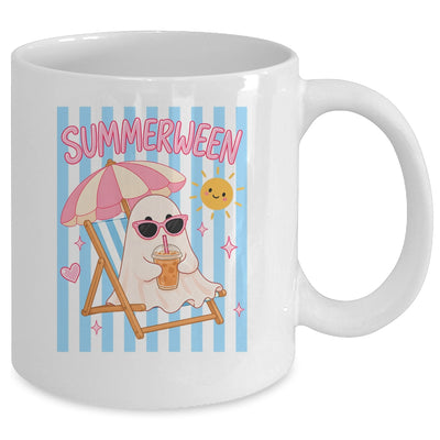 Summerween Ghost Coffee Striped Halloween Summer Spooky Boo Mug | siriusteestore