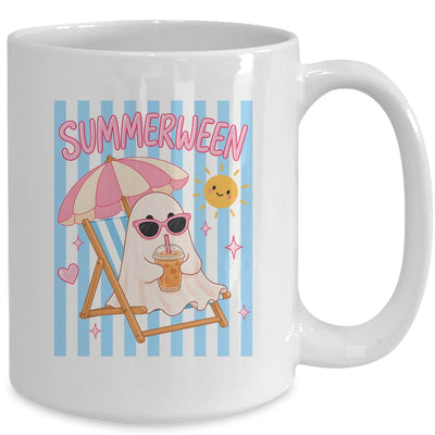 Summerween Ghost Coffee Striped Halloween Summer Spooky Boo Mug | siriusteestore