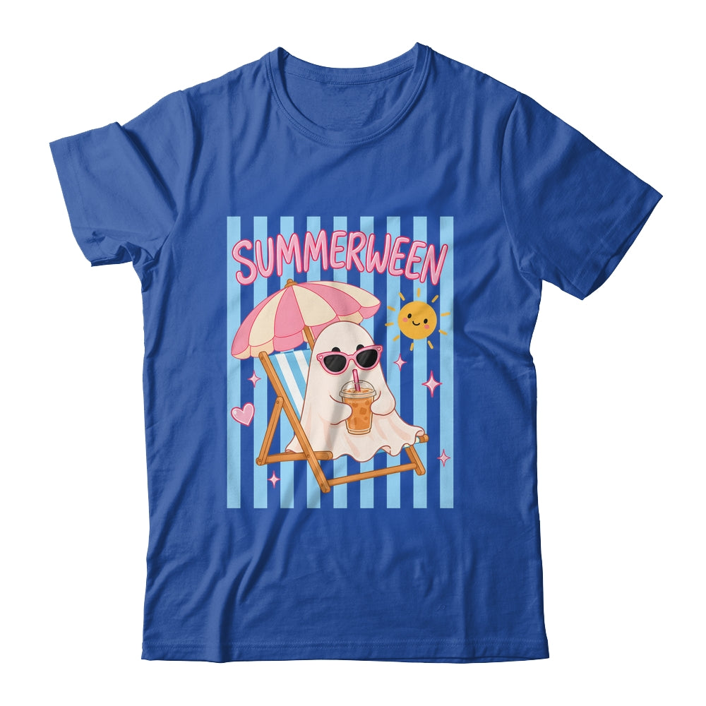 Summerween Ghost Coffee Striped Halloween Summer Spooky Boo Shirt & Tank Top | siriusteestore