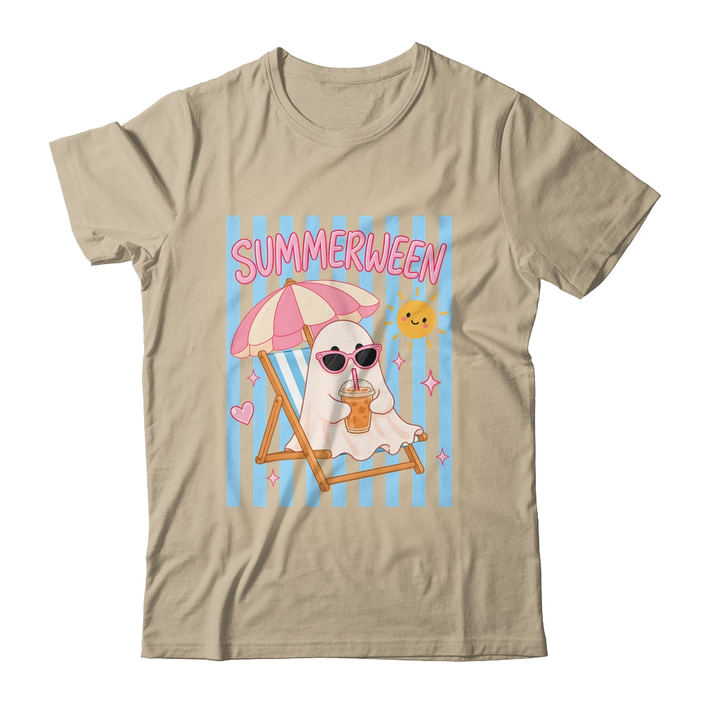 Summerween Ghost Coffee Striped Halloween Summer Spooky Boo Shirt & Tank Top | siriusteestore
