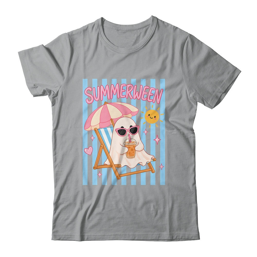 Summerween Ghost Coffee Striped Halloween Summer Spooky Boo Shirt & Tank Top | siriusteestore