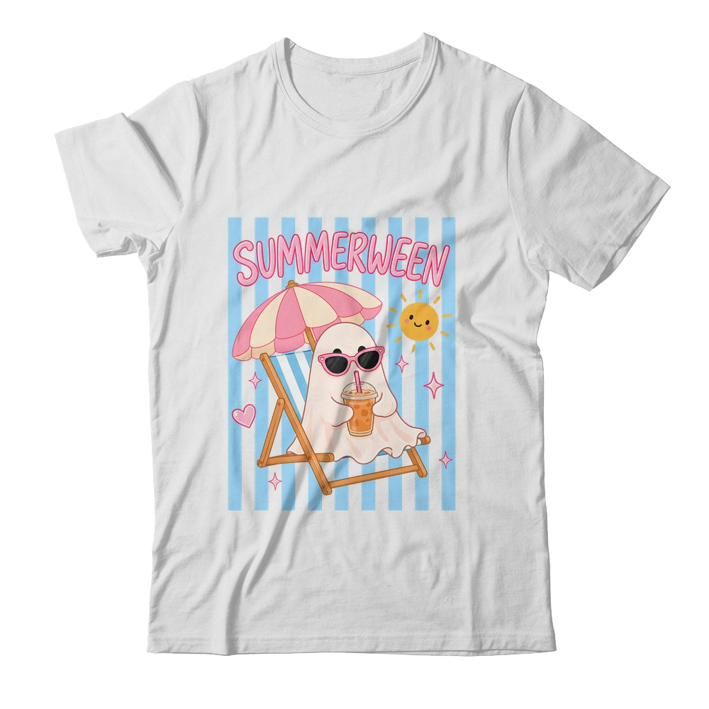 Summerween Ghost Coffee Striped Halloween Summer Spooky Boo Shirt & Tank Top | siriusteestore