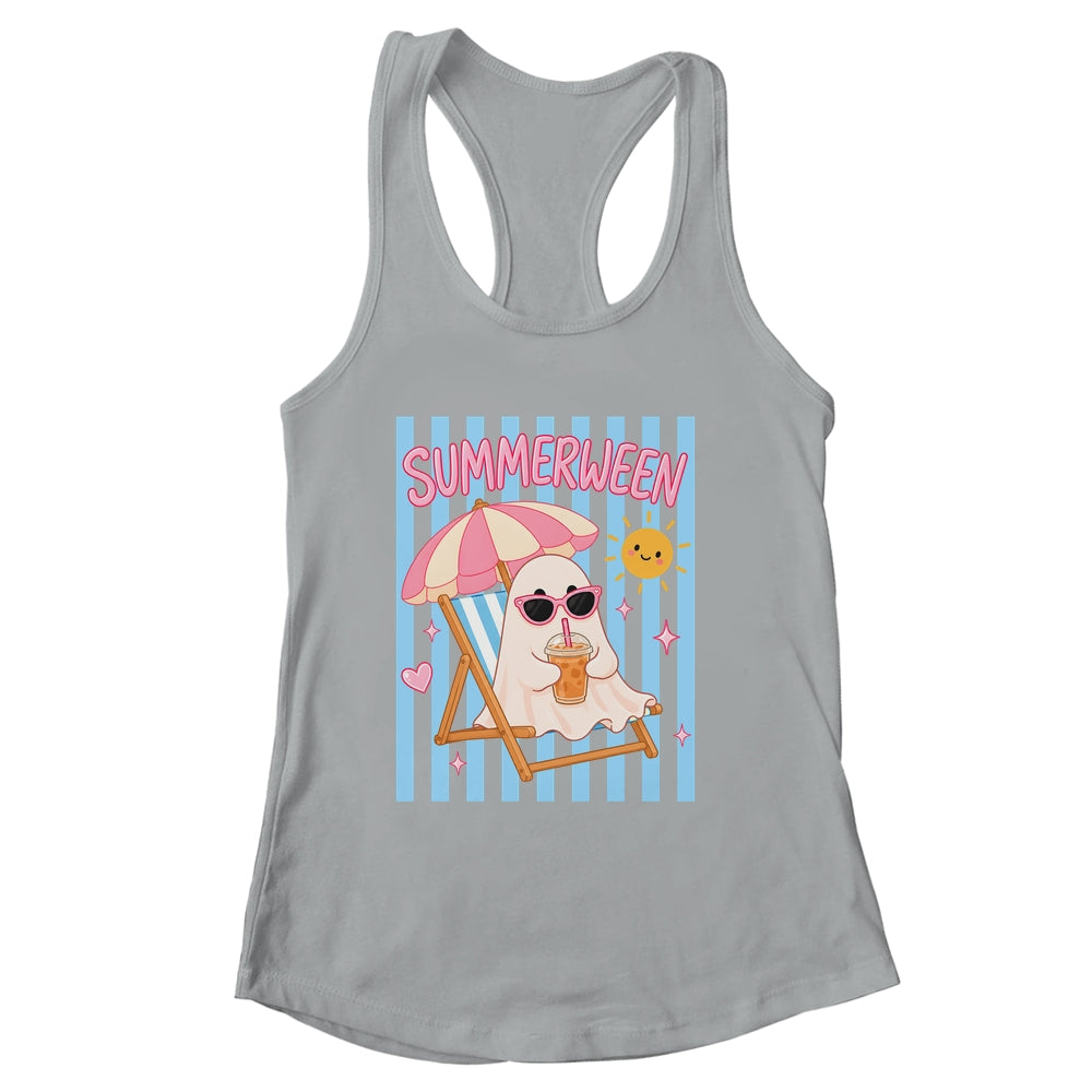 Summerween Ghost Coffee Striped Halloween Summer Spooky Boo Shirt & Tank Top | siriusteestore