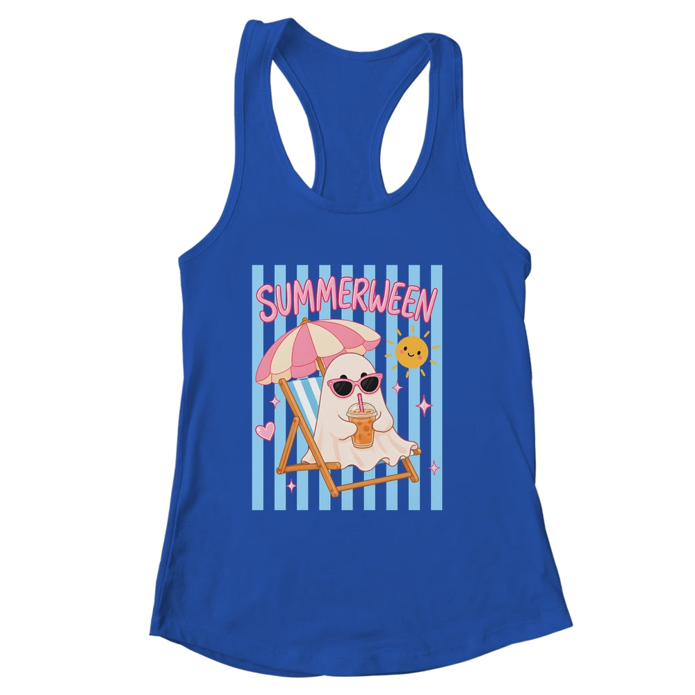 Summerween Ghost Coffee Striped Halloween Summer Spooky Boo Shirt & Tank Top | siriusteestore