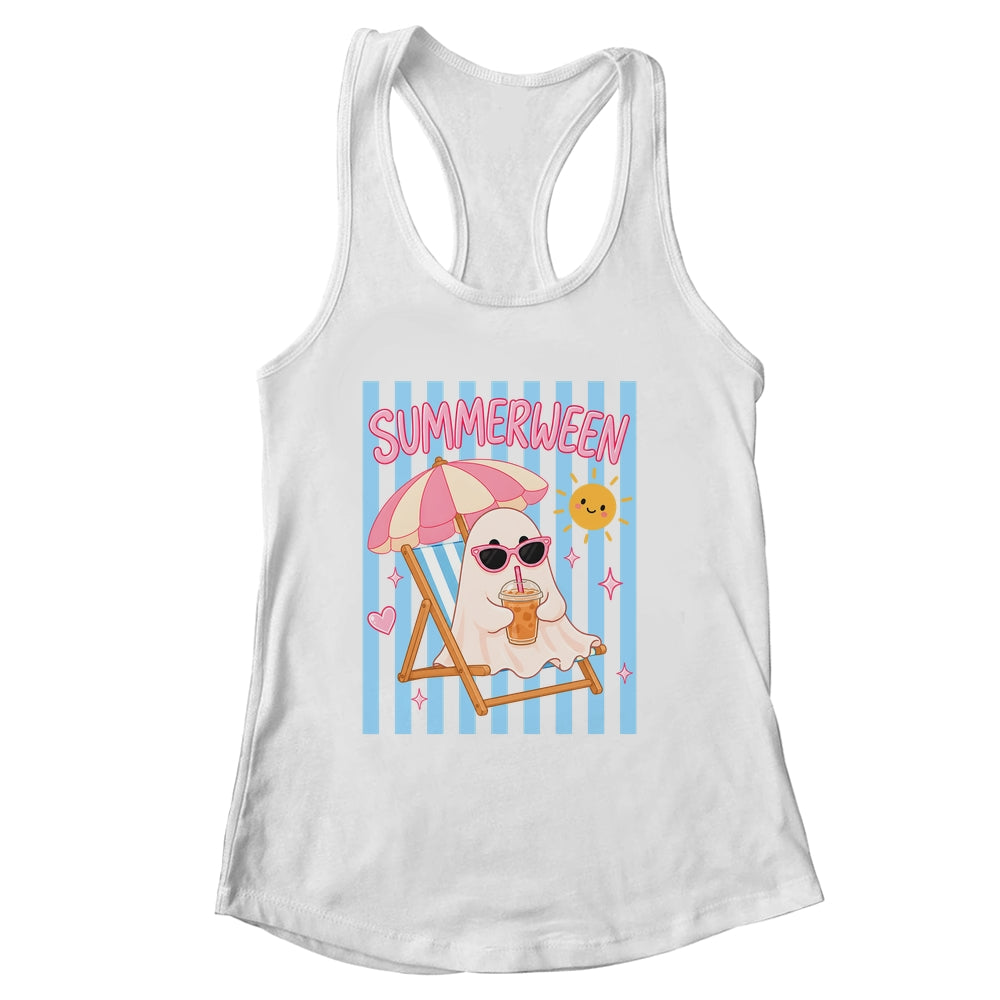 Summerween Ghost Coffee Striped Halloween Summer Spooky Boo Shirt & Tank Top | siriusteestore