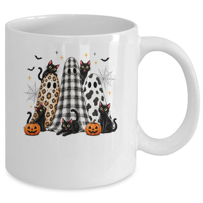 Summerween Ghost Leopard Cat Retro Halloween Spooky Season Mug | siriusteestore
