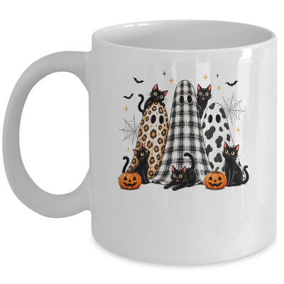 Summerween Ghost Leopard Cat Retro Halloween Spooky Season Mug | siriusteestore