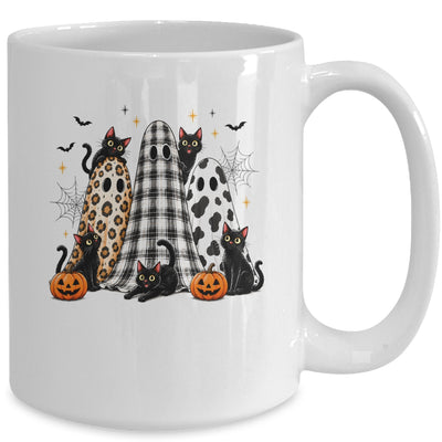 Summerween Ghost Leopard Cat Retro Halloween Spooky Season Mug | siriusteestore