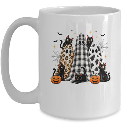 Summerween Ghost Leopard Cat Retro Halloween Spooky Season Mug | siriusteestore
