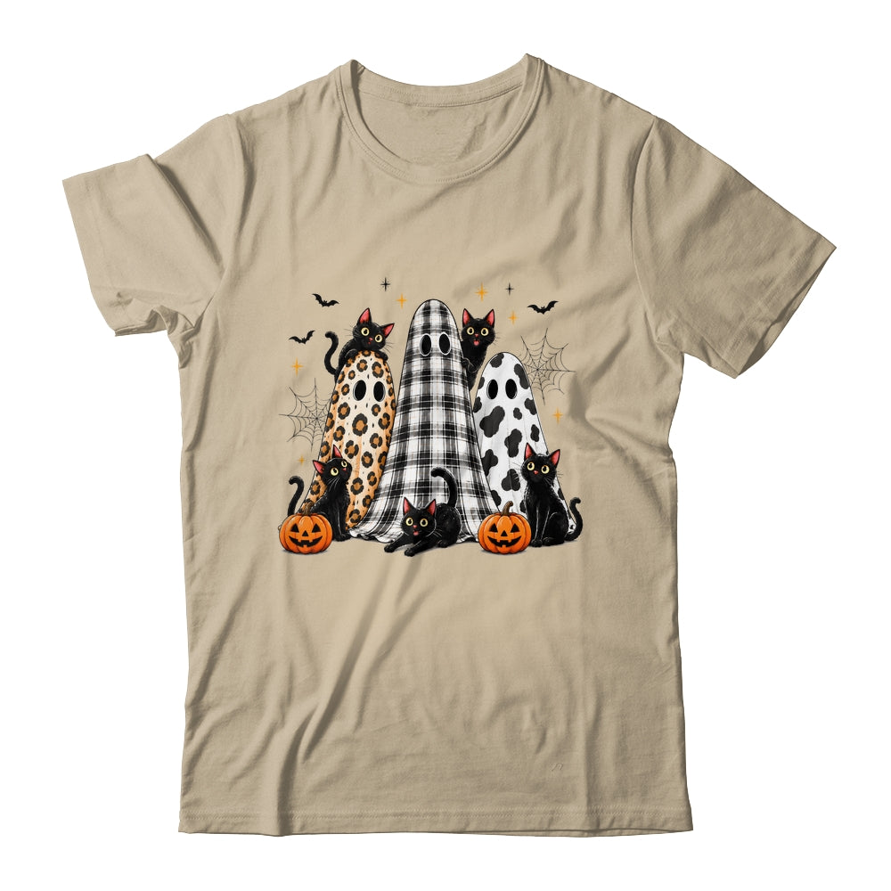 Summerween Ghost Leopard Cat Retro Halloween Spooky Season Shirt & Sweatshirt | siriusteestore