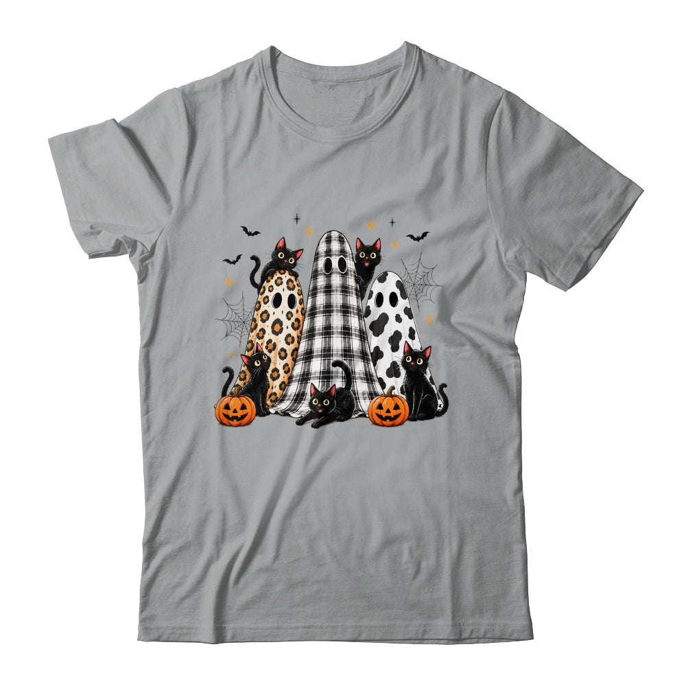 Summerween Ghost Leopard Cat Retro Halloween Spooky Season Shirt & Sweatshirt | siriusteestore