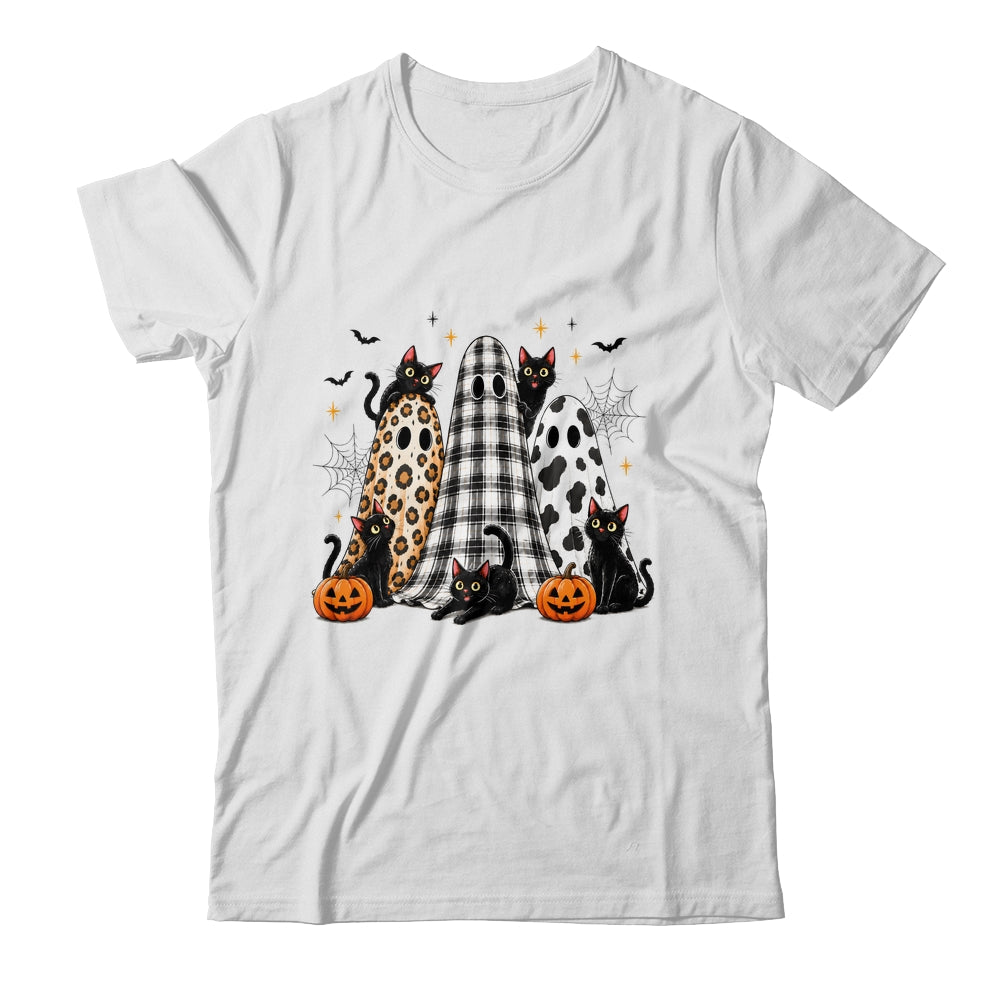Summerween Ghost Leopard Cat Retro Halloween Spooky Season Shirt & Sweatshirt | siriusteestore