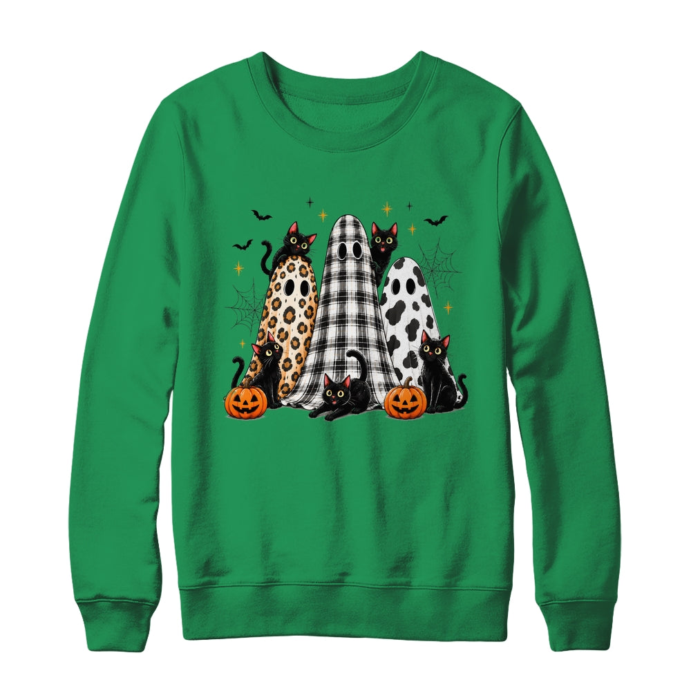 Summerween Ghost Leopard Cat Retro Halloween Spooky Season Shirt & Sweatshirt | siriusteestore