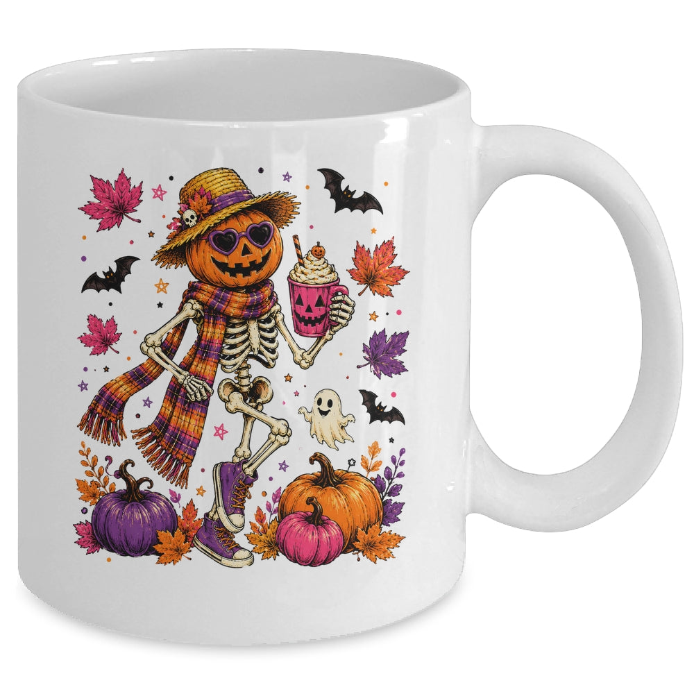 Summerween Ghost Retro Halloween Skeleton Spooky Season Mug | siriusteestore