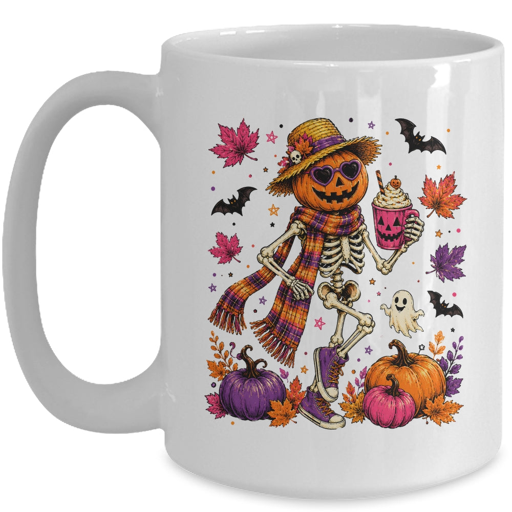 Summerween Ghost Retro Halloween Skeleton Spooky Season Mug | siriusteestore