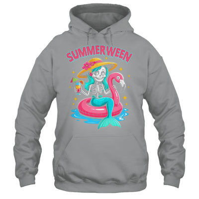 Summerween Mermaid Skeleton Halloween Flamingo Summer Vacay Shirt & Tank Top | siriusteestore