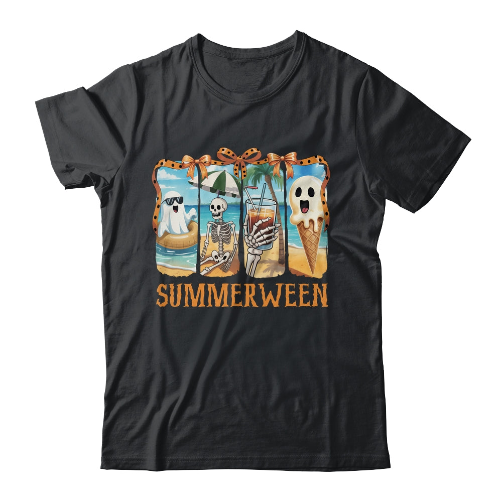 Summerween Skeleton Ghost Beach Party Summer Halloween Vibes Shirt & Tank Top | siriusteestore