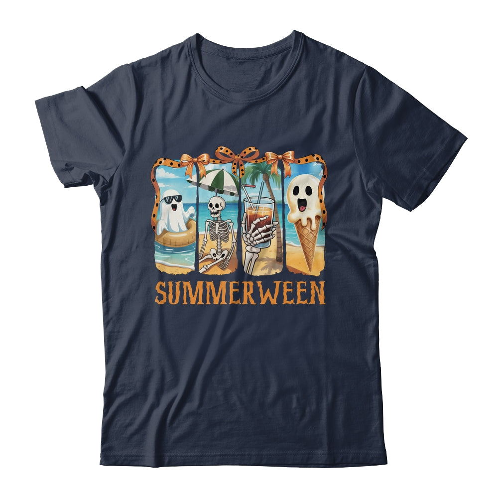 Summerween Skeleton Ghost Beach Party Summer Halloween Vibes Shirt & Tank Top | siriusteestore