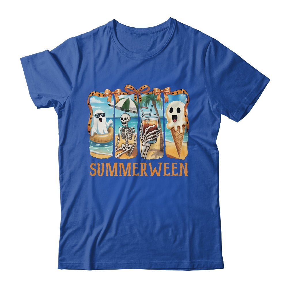 Summerween Skeleton Ghost Beach Party Summer Halloween Vibes Shirt & Tank Top | siriusteestore