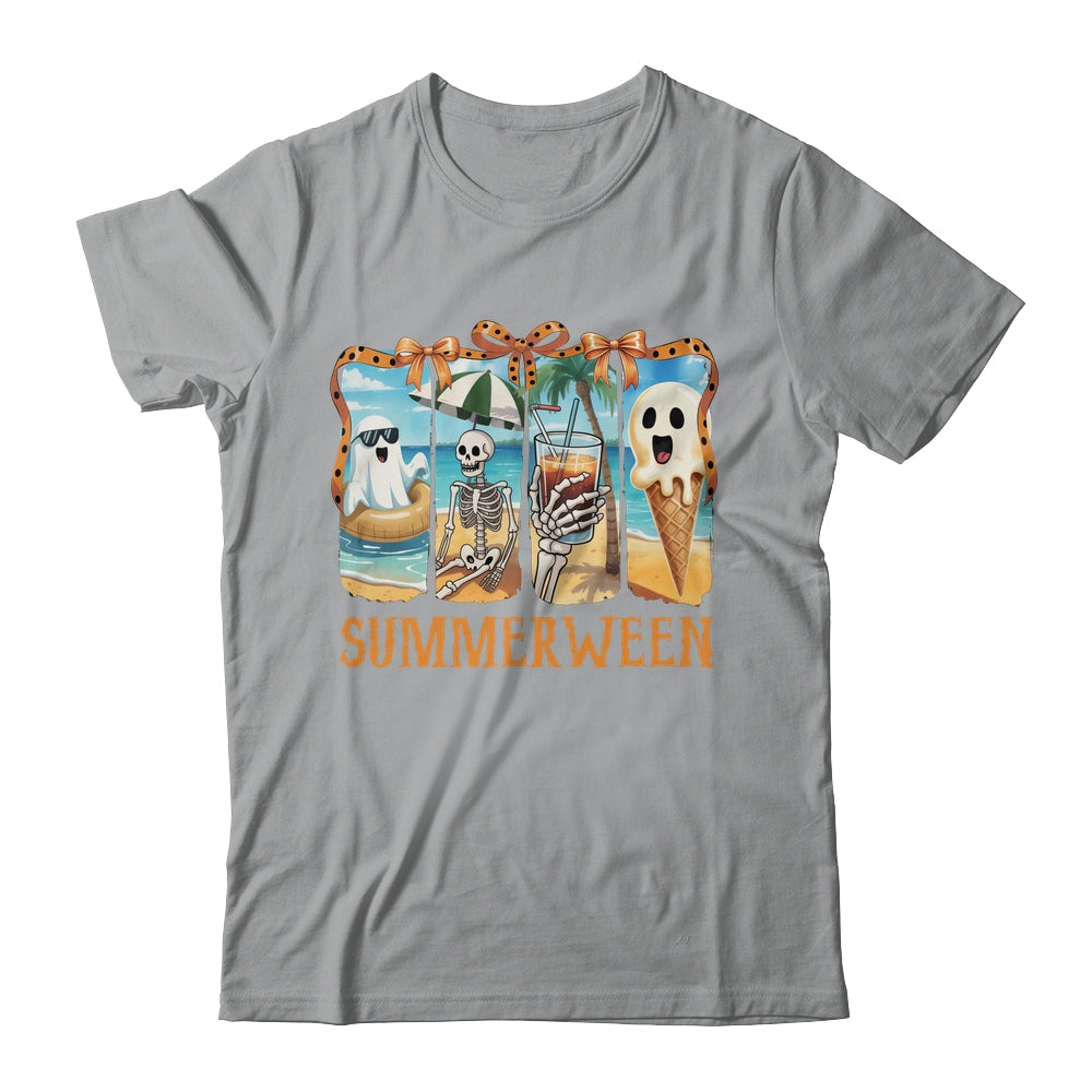 Summerween Skeleton Ghost Beach Party Summer Halloween Vibes Shirt & Tank Top | siriusteestore