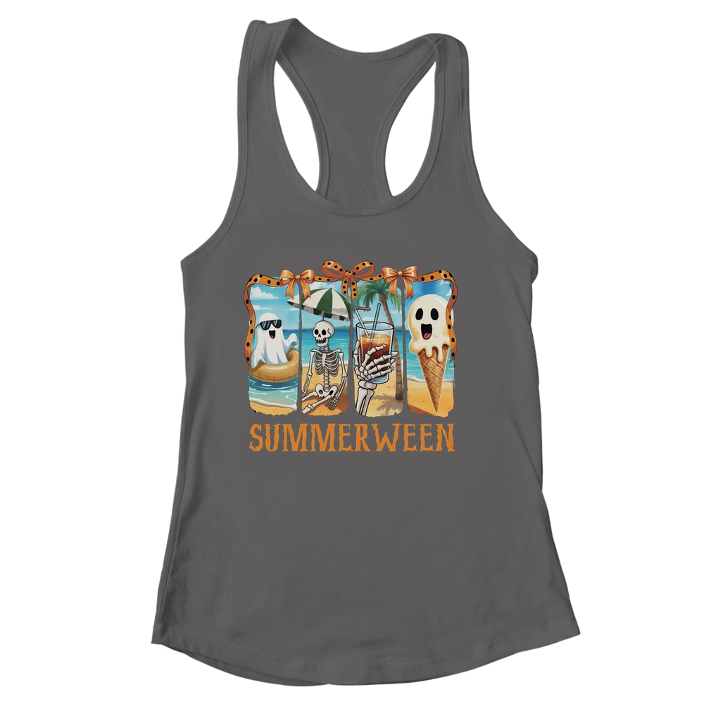 Summerween Skeleton Ghost Beach Party Summer Halloween Vibes Shirt & Tank Top | siriusteestore