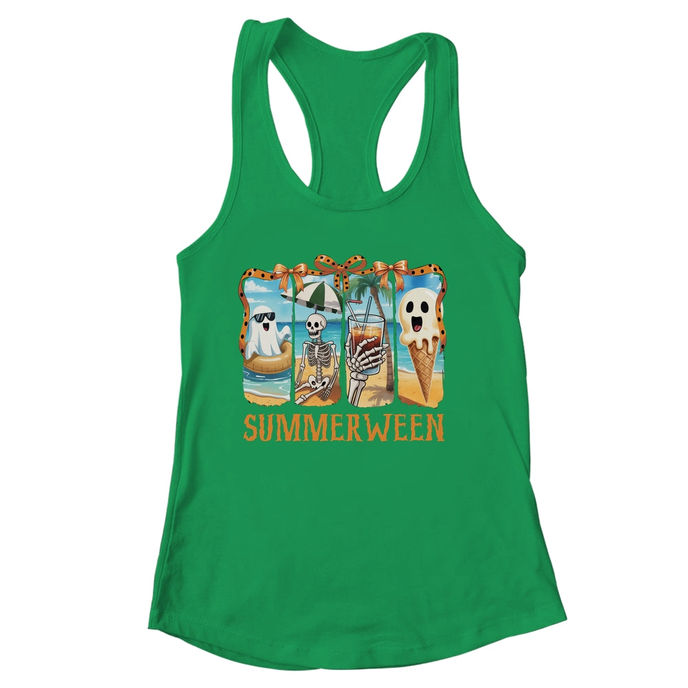 Summerween Skeleton Ghost Beach Party Summer Halloween Vibes Shirt & Tank Top | siriusteestore