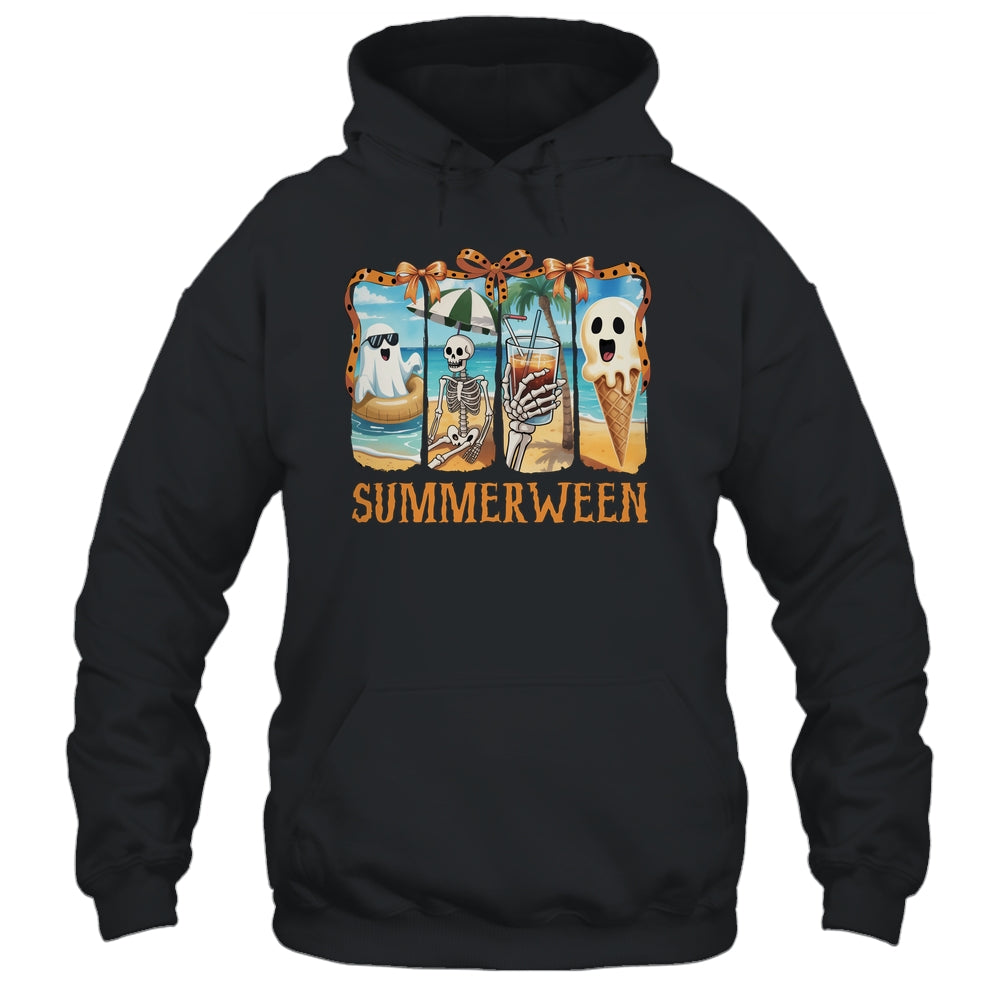 Summerween Skeleton Ghost Beach Party Summer Halloween Vibes Shirt & Tank Top | siriusteestore