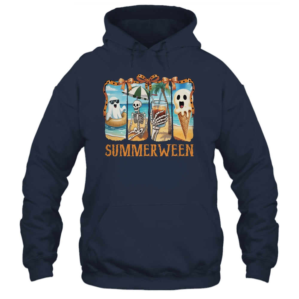 Summerween Skeleton Ghost Beach Party Summer Halloween Vibes Shirt & Tank Top | siriusteestore