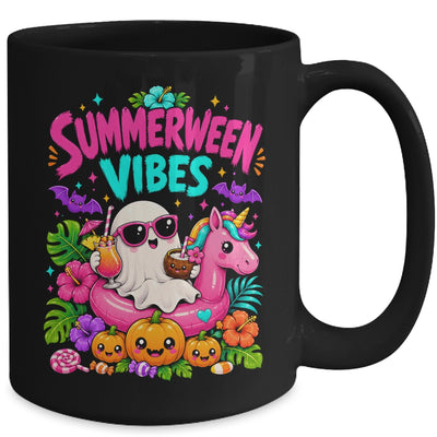 Summerween Vibes Spooky Ghost Unicorn Halloween Beach Summer Mug | siriusteestore